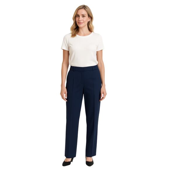 Kasper Womens Dress Pants 8P Navy Blue Pleated Front Trousers Career Work Office - Picture 3 of 12